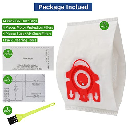 14 Packs 3D Airclean Bags Replacement for Miele FJM Vacuum Cleaner Bags,Compact C1, Compact C2, Complete C1, S241, S290, S300i, S500, S700, S4, S6 Series, Replaces Part 10123220 - size: 14 pack