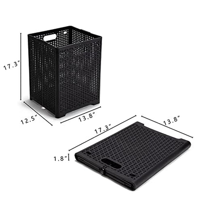 Eslite 42L Collapsible Plastic Laundry Baskets,Foldable Laundry Hamper,Pack of 2 (Black) - color: Black
