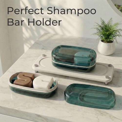 AIMAIAIMAI Shampoo Bar Holder Travel Case for Two Bars – Compatible with Kitsch Solid Shampoo & Conditioner Bars, Large Soap Container for Bathroom or Travel (Blue Style A-Large) - color: Blue Style A-large