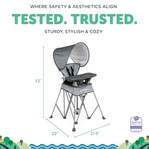 Baby Delight Go with Me Uplift Deluxe Portable High Chair | Travel High Chair | Sun Canopy | Indoor and Outdoor | Elephant Grey - color: Elephant Grey