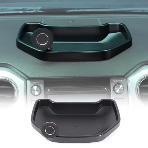 Black ABS Car Center Console Dash Table Storage Tray Fit for Toyota Tundra 2014-2021 Instrument Organizer Phone Holder Cradle Accessories (with Mobile Phone Holder(C)) - style: With Mobile Phone Holder(C)