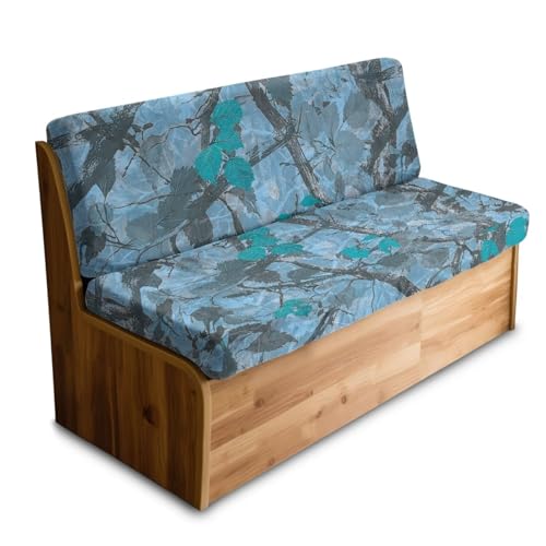 Branch Leaf Blue Pattern 2 Pcs RV Dinette Cushion Covers Anti-Slip Camper Cushion Slipcover Thickened 2 Seat Sofa Chair Cover 1 Backrest Covers and 1 Bench Covers - color: Branch Leaf Blue