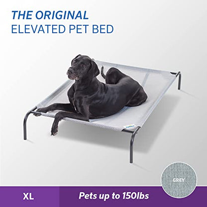 Coolaroo Original Elevated Dog Bed - Breathable Off-The-Ground Pet Bed with Cooling Fabric, Joint Relief & Moisture-Resistant Fabric, 100% Recyclable, Easy Clean, Gray, Extra Large - color: Grey, style: X-Large Dog Bed