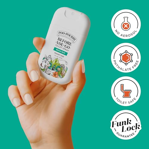 Poo-Pourri Before-You-Go Pocket Toilet Spray, Travel Essentials, Beach Bum, 1 Fl Oz, Up to 50 Uses, On-The-Go Bathroom Odor Deodorizer with Essential Oils, TSA Approved Size, Coconut Orchid Scent - size: 1 Fl Oz (Pack of 1)