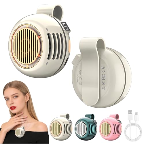 Portable Silent Mini Bladeless Fan Clip On,5 Speeds Clip-On Fans For Shirt,Small Clips Fanmini Whirlwind Fans For Waist Clips Suitable For Outdoor & Travel & Office (Beige) - color: Beige