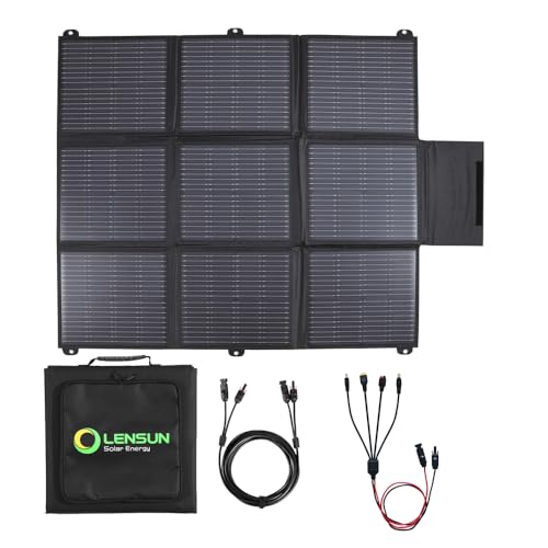 LENSUNSOLAR 200W 12V Portable Solar Panel Blanket with Standard Connectors for Solar Generator Power Station, Lightweight Ultra-Thin only 5.2 kgs/11.4 lbs - size: 200W Blanket