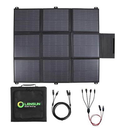 LENSUNSOLAR 200W 12V Portable Solar Panel Blanket with Standard Connectors for Solar Generator Power Station, Lightweight Ultra-Thin only 5.2 kgs/11.4 lbs - size: 200W Blanket