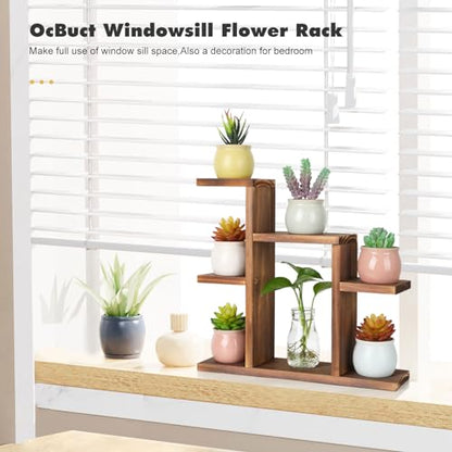 Small Desk Plant Stand 7 Tiers Window Sill Plant Shelf Tabletop Succulent Stand Wood Desktop Flower Pot Stand Holder Plant Rack for Windowsill Desktop Window Ledge Countertop Narrow Space
