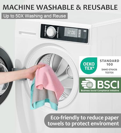 UPSTAR Microfiber Cleaning Cloth, Reusable Paper Towels Rolls, 50 Packs 12x12 inch Cleaning Rags for Washing Dishes, Kitchen, Bathroom, Car, Grey - color: Grey