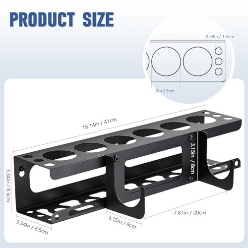 Caulking Gun and Tube Holder, Siligun Caulking Gun Rack, Caulk Tube Storage Organizer and Wall Mount Silicone Caulking Tools for Garage Workshop, Work Van, Service Truck (Black)