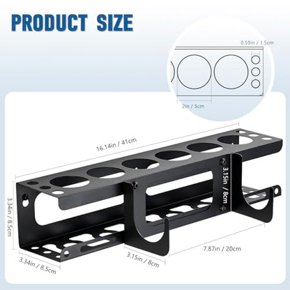 Caulking Gun and Tube Holder, Siligun Caulking Gun Rack, Caulk Tube Storage Organizer and Wall Mount Silicone Caulking Tools for Garage Workshop, Work Van, Service Truck (Black)