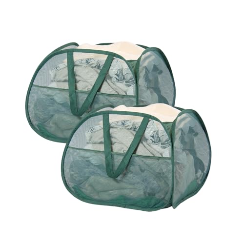 Collapsible Laundry Basket, 90L Foldable Pop Up Laundry Hamper with Handles, Mesh Dirty Clothes Hamper for Laundry, Bathroom, Kids Room, Dorm,Travel or Camping (Green, 2PCS) - color: Green, size: Square-Mesh，2 Pack