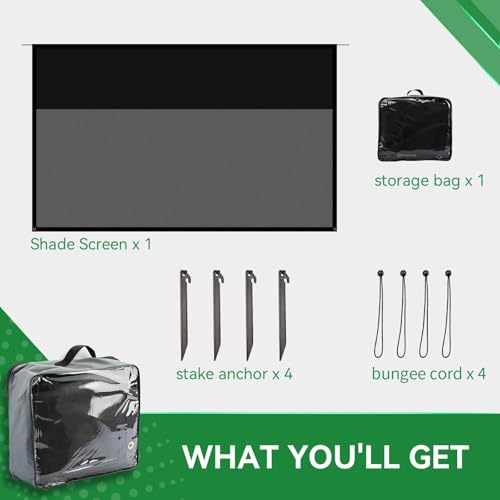 9' x 14'3'' RV Awning Shade Screen with Zipper, 600D Oxford Top + Mesh Bottom, Sun Shade Screen for Awning, Complete Kit for Trailer Camper - size: 9’ x 14’3”