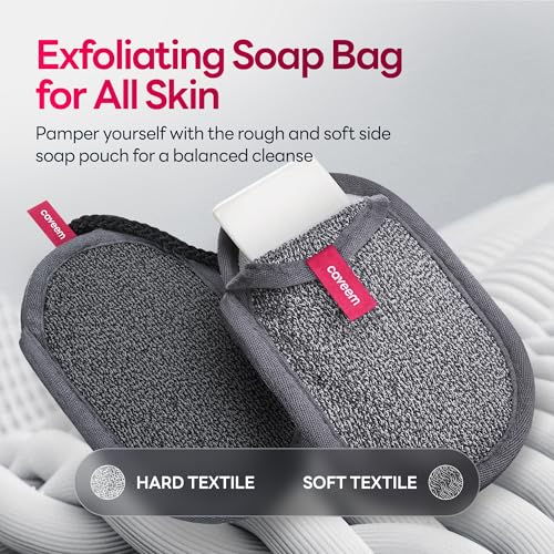 CAVEEM Soap Saver Bag, Rough and Soft Exfoliation Soap Pouch for Bar Soap, Soap Mesh Pocket Bar Holder for Washing Body, Soap Sack Sponge Bag for Shower Bath (2 Pack) - style: Rough and Soft Exfoliation