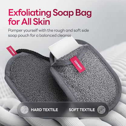 CAVEEM Soap Saver Bag, Rough and Soft Exfoliation Soap Pouch for Bar Soap, Soap Mesh Pocket Bar Holder for Washing Body, Soap Sack Sponge Bag for Shower Bath (2 Pack) - style: Rough and Soft Exfoliation