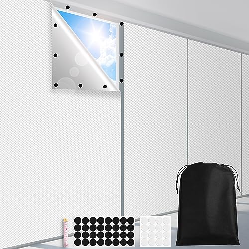 FADOTY Cuttable Blackout Shades Fabric Sheet, Blackout Curtains for Bedroom, Portable 100% Black Out Window Cover Film, No Drill Window Blinds, Sun Heat Light Blocker for Travel Media Dorm, 57'' W - color: White, size: 57"W x 118"H