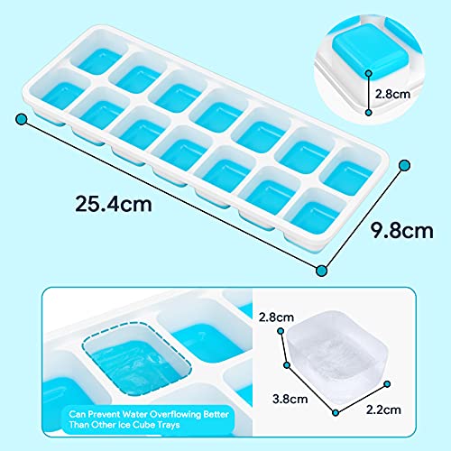 Ice Cube Trays 4 Pack, Airabc Silicone Ice Cube Trays with Removable Lid, Easy-Release Flexible 14-cube Ice Trays, LFGB Certified and BPA Free, Stackable Ice Trays with Covers for Cocktail, Freezer - color: Blue