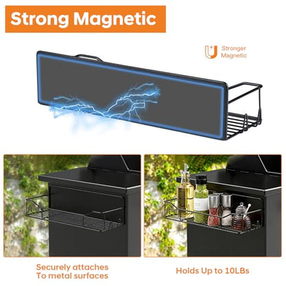 Magnetic Grill Caddy with Bins, BBQ Tool Organizer with Paper Towel Holder