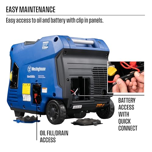 Westinghouse 5000 Peak Watt Super Quiet Portable Inverter Generator, Remote Electric Start with Auto Choke, RV Ready 30A Outlet, Gas Powered, CO Sensor, Parallel Capable - style: 5000 Watts - Gas Only - Remote Start