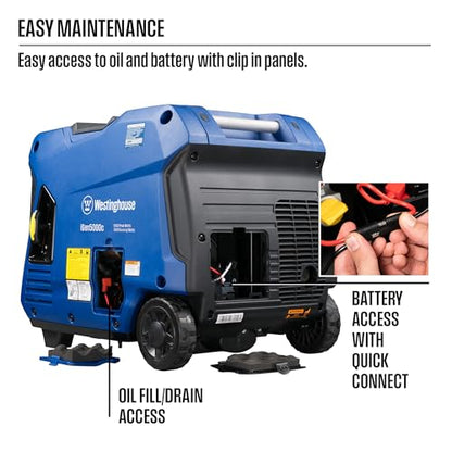 Westinghouse 5000 Peak Watt Super Quiet Portable Inverter Generator, Remote Electric Start with Auto Choke, RV Ready 30A Outlet, Gas Powered, CO Sensor, Parallel Capable - style: 5000 Watts - Gas Only - Remote Start