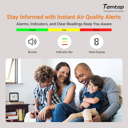 Temtop CO2 Monitor Indoor Air Quality Monitor 3 in 1 CO2 Meter(Temperature, Humidity and CO2), 180 Days Standby Time - color: Basic: CO2/Temp/Humidity