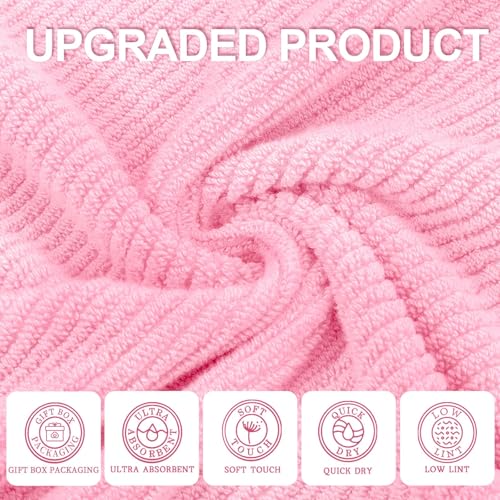 VOOVA & MOVAS Pink Towels for Bathroom - 100% Cotton | Quick Dry | Thick | Lightweight, 3PCS Towel Set, 1 Large Bath 30"x56", 1 Hand 18"x28", 1 Washcloth 13"x13", Bathroom Essentials - color: Baby Pink, size: 3 PC Bathroom Towel Set