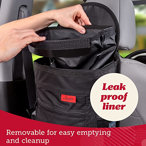 Lusso Gear Spill-Proof Car Trash Can - Easy to Clean Hanging Garbage Bin - Leak-Proof Lid, Removable Liner, Waterproof - Keeps Truck, SUV, Car, Minivan Clean & Odor Free - 2.5 Gallon Tan Car Trash Can - color: 1-Pack Tan, style: 2.5 Gal