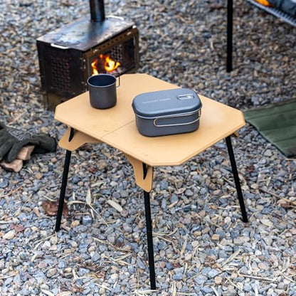 Foldable Camping Table, Portable Dual-Height Adjustable Aluminum Alloy Side Table (3.9"/15.7") with Storage Bag, Suitable for Outdoor Camping, Fishing, Picnics, BBQ, and Hiking (Khaki)