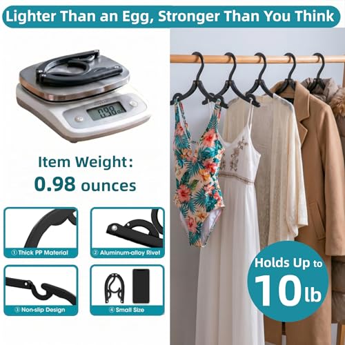 40 Pcs Travel Hangers Portable Foldable Travel Hanger Organizer, Plastic Cruise Essentials Clothes Drying Rack Folding Hangers for Camping Flying RV Europe Vacation Essentials Suitcasee, Black | Travel Hangers Organizer Plastic Clothes Drying Rack Folding
