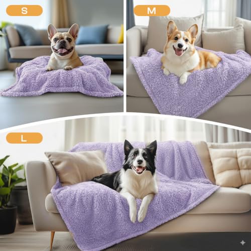 1 Pack 3 Calming Blankets Fluffy Premium Fleece Pet Blanket Soft Sherpa Throw for Dog Puppy Cat Purple Large (41" x31") - color: Purple, size: Large (Pack of 3)