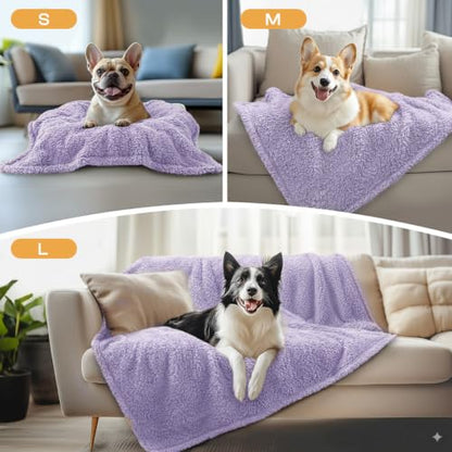 1 Pack 3 Calming Blankets Fluffy Premium Fleece Pet Blanket Soft Sherpa Throw for Dog Puppy Cat Purple Large (41" x31") - color: Purple, size: Large (Pack of 3)