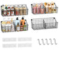 4 Pack EXTRA LARGE Hanging Wall Mount Storage Baskets With Divider, Metal Wire Basket With 4 Strong Adhesive Hooks +5 S Hooks,Organizing Wall Shelf for Home Kitchen Bathroom Pantry Garage RV, Black - size: 16.14''L x 6.06''Wx 5.91'' H- With Divider-4Pack