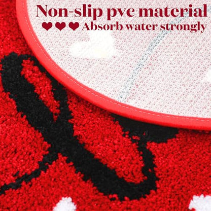 Drydiet Valentine's Day Bathroom Rug Cute Valentines Door Mat Bath Mat Love Shape Shower Bathroom Decoration Heart Rug Non Slip Washable - style: Heart