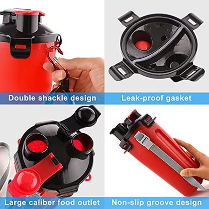 Dog Travel Water Bottle Collapsible Bowls, 2 in 1 Pet Food Container with Collapse Bowls, Outdoor Portable Water Bowls for Walking, Traveling, Camping and Hiking (Red) - color: Red