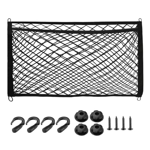 PATIKIL Truck Cargo Net, 24 x 16 Inch Polyester Adjustable Trunk Bed Net Stretchable Mesh Storage Organizer with 8 Hooks Universal for Pickup Trucks SUV Cars, Black - size: 24 x 16 Inch