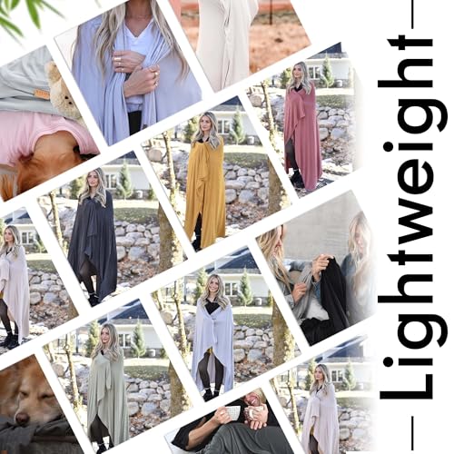 K E L O R Luxury Cooling Travel Blanket - Stretchy, Lightweight Soft & Breathable Shawl Wraps for Women - color: Warm Stone, size: Single-Sided