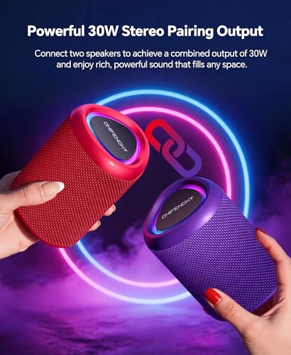 Portable Bluetooth Speaker Beach Essentials: Powerful Crystal Clear Sound/Dynamic Light/IPX5 Waterproof/All Day Playtime/Wireless BT 5.3/TWS Paring, Dad Gifts, Outdoor|Travel|Camping|Pool Accessories - color: Red