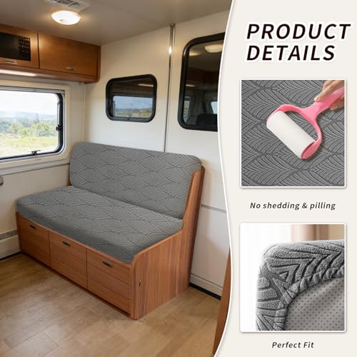 RV Dinette Cushion Covers, 2PCS Leaf RV Couch Cover, Camper Cushion Covers, Camper-rv Sofa Cover for Couch, Bench Seat & Dinette Booth Cushions(Dark Grey,[39.4" to 49.2"]×[19.7" to 25.6"]) - color: Leaf/Dark Grey/2pcs