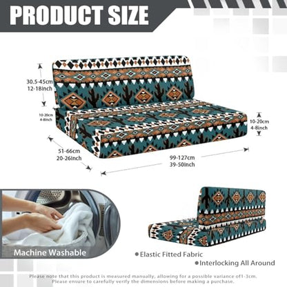 RV Dinette Cushion Covers Aztec Cactus Print RV Seat Covers Camper Cushion Covers Booth Cushions Stretch Washable Couch Cover Slipcovers for RV Camper Car Bench Seats - color: Aztec Cactus