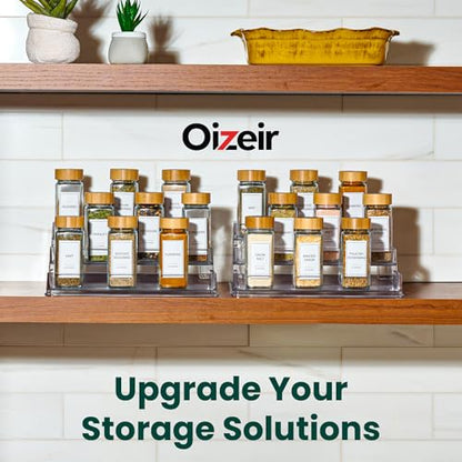 Oizeir Clear Spice Rack (2-Pack) - 3-Tier Acrylic Organizer for Cabinet - Deep Spice Shelf - 10.4 x 9.6 x 4 Inches - Holds Seasoning and Condiments - size: 2-Pack