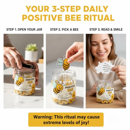DEARMINE Positive Bee Cards Jar, Affirmation Cards for Women, Emotional Support Bee Themed Gift, Bumble Bee Gifts for Women Bee Lovers - color: Positive Bee