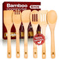Riveira Bamboo Cooking Spoons 6-Piece – Wooden Cooking Utensils Set with Wooden Spoons for Cooking & Spatulas Wooden Utensil Sets – Premium Kitchen Utensils Set – Durable First Apartment Essentials - color: Bamboo Natural, size: Set of 6