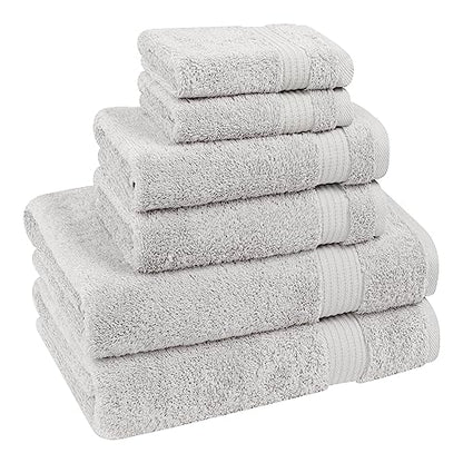Cotton Paradise Towel Set of 6, 2 Bath Towels, 2 Hand Towels and 2 Washcloths Towels for Bathroom Sets, Platinium Grey - color: Silver Grey