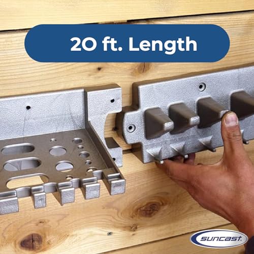 Suncast 4 Pack Wall Stud Mounted Garden Tool Hanger Organizer for Garage or Storage Space, 24 x 4.25 x 6 Inches, Holds Up to 6 Long Handled Tools