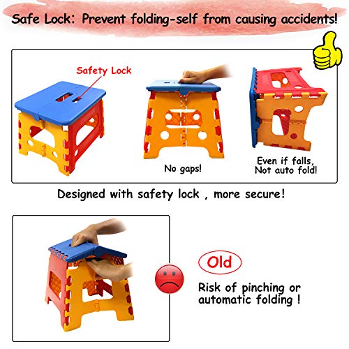 Kids Folding Step Stool for Toddlers Bathroom Sink – Safety Lock to Stable（1 Pack = Red+Blue） - color: Blue - Red