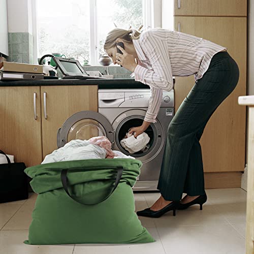 Cotton Canvas Laundry Bag with Handles & Drawstring Straps, Heavy Duty Extra Large Laundry Bags for Laundromat and Household, 25.5x34 Inch, Army Green - color: Army Green