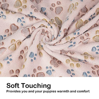 Dono 1 Pack 3 Dog Blankets, Soft Fluffy Fleece Pet Blanket Warm Sleep Mat Paw Print Design Puppy Kitten Throw Blankets Doggy Blanket for Dogs - color: Nude/Gray/Blue, size: Small(23*16")
