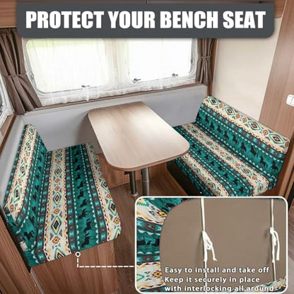 Aztec Horse RV Dinette Cushion Covers Southwestern Navajo Tribal Pattern Camper Cushion Slipcovers Booth Seat Covers Stretch Washable Couch Covers for RV Camper Sofa Bed Easy to Install - color: Aztec Horse