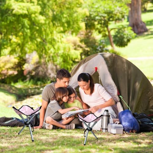 Folding Camping Stool,16.5" Folding Camping Chairs,Portable Tripod Seat,Outdoor Travel Tall Chair for Camping Walking Hunting Hiking Fishing Mountaineering Picnic Beach BBQ Garden Lawn(Pink) - color: Pink