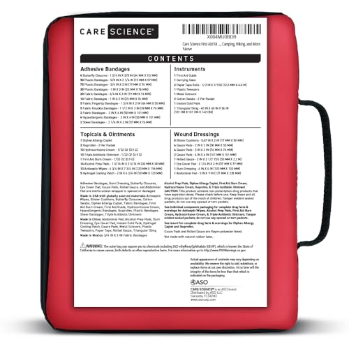 Care Science First Aid Kit All Purpose, 300 Pieces | Professional Use for Travel, Work, School, Home, Car, Survival, Camping, Hiking, and More - size: 300 Count (Pack of 1)